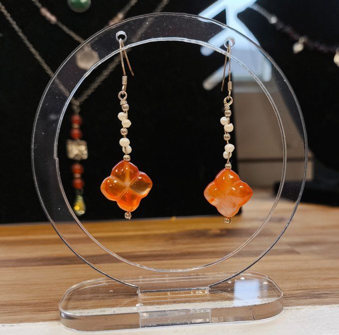Boucles d'oreilles "Fleurs d'agate"