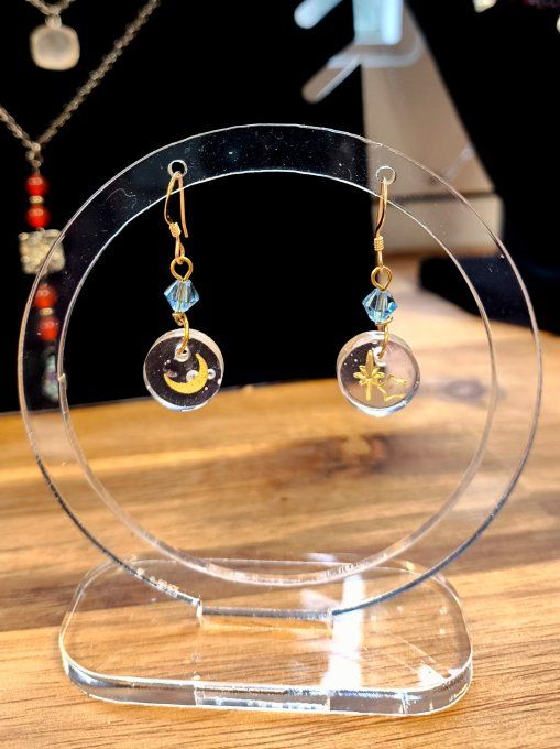 Boucles d'oreilles "Lune étoilée"