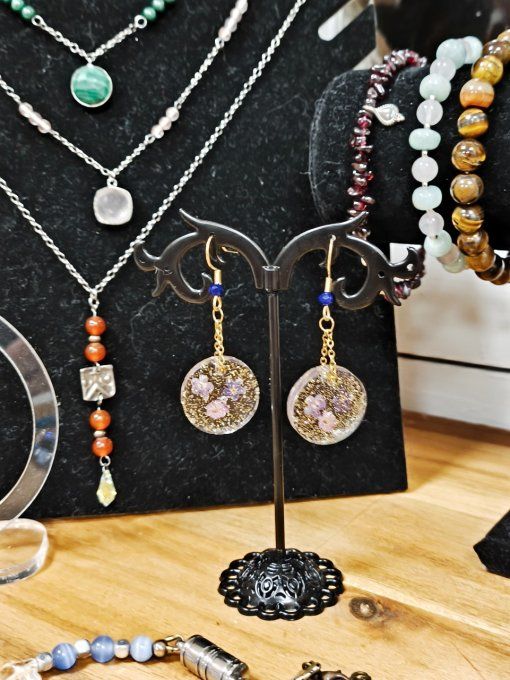 Boucles d'oreilles "Fleurs à paillettes"